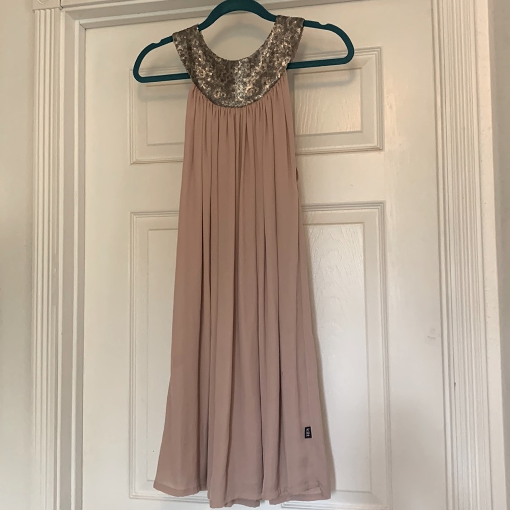 Dusty silky rose dress with gray sequins